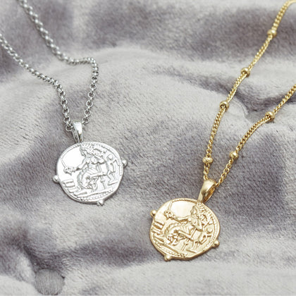 Silver Aphrodite Coin Necklace